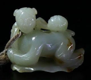 Chinese Exquisite Hand - Carved People Carving Hetian Jade Statue