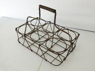 Antique 1940 ' s Six Count Milk Bottle Carrier with heavy gauge wire 4