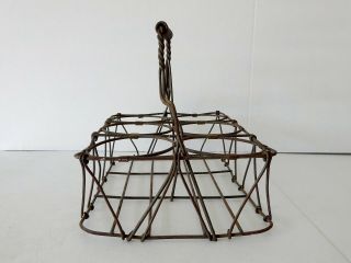 Antique 1940 ' s Six Count Milk Bottle Carrier with heavy gauge wire 6