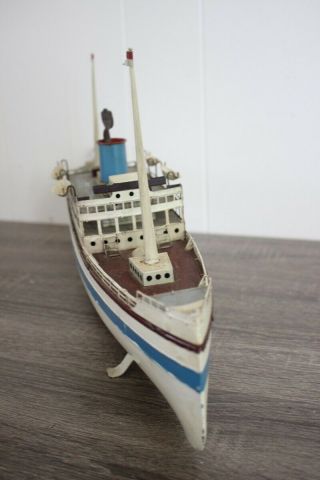 ANTIQUE FLEISCHMANN OCEAN LINER SHIP BOAT Wind up Tin Toy 11