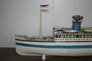 ANTIQUE FLEISCHMANN OCEAN LINER SHIP BOAT Wind up Tin Toy 2