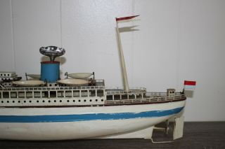 ANTIQUE FLEISCHMANN OCEAN LINER SHIP BOAT Wind up Tin Toy 3