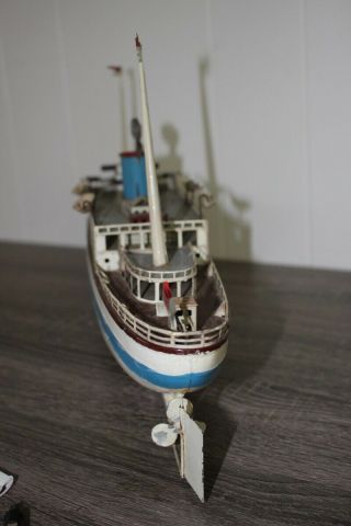 ANTIQUE FLEISCHMANN OCEAN LINER SHIP BOAT Wind up Tin Toy 4