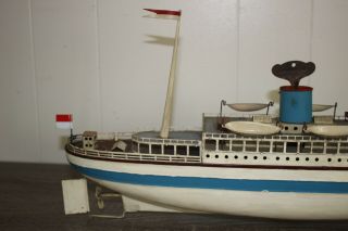 ANTIQUE FLEISCHMANN OCEAN LINER SHIP BOAT Wind up Tin Toy 7