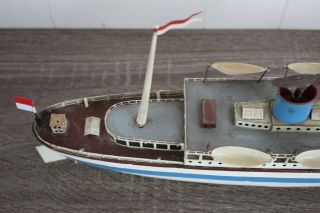 ANTIQUE FLEISCHMANN OCEAN LINER SHIP BOAT Wind up Tin Toy 9