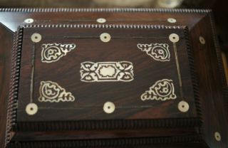 Antique Inlaid Ladies Necessities Box Interior Lap Desk Jewelry &Sewing Drawer 11