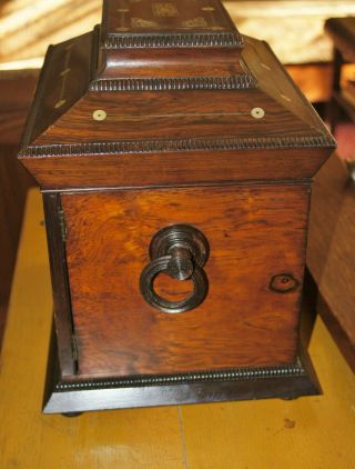 Antique Inlaid Ladies Necessities Box Interior Lap Desk Jewelry &Sewing Drawer 3