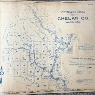 Metsker ' s Atlas Chelan County Washington WA 1942 2