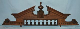 35 " Wood Architectural Salvage Furniture Door Pediment W/spindles & Finial