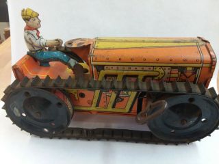 Vintage antique MARX MAR TOYS Wind Up Tin Climbing Tractor (USA) 8