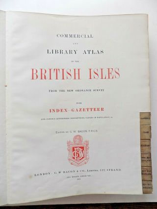 1898 Bacon Atlas British Isles Complete 109 Town Plans County Maps SCARCE 3