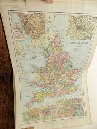 1898 Bacon Atlas British Isles Complete 109 Town Plans County Maps SCARCE 7