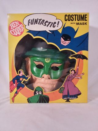 Vintage 1966 Green Hornet Ben Cooper Halloween Mask & Costume Classic Tv Series