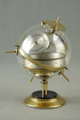 Vintage Sputnik Weather Station Barometer Thermometer Art Deco Germany 50s 60s 4