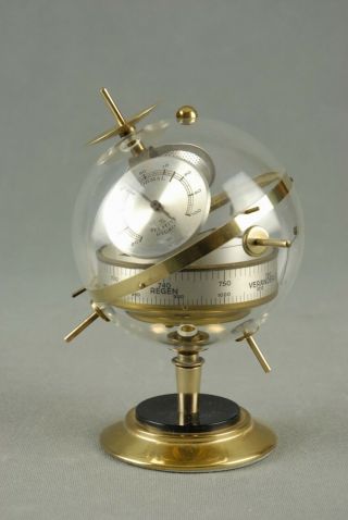 Vintage Sputnik Weather Station Barometer Thermometer Art Deco Germany 50s 60s 6