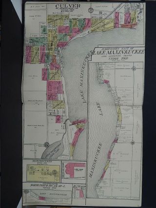 Indiana,  Map,  1922,  Marshall County,  City Of Culver,  Lake Maxinkuckee J20 08