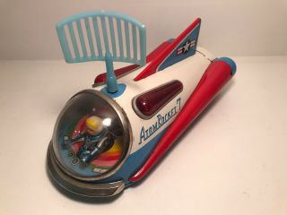 Vintage Tin Japan Modern Toys Atom Rocket 7 Robot Pilot Space Ship Toy Masudaya