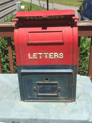 Antique 1949 Cast Iron U.  S.  Post Office Mailbox Letter Box Bridegport Ct