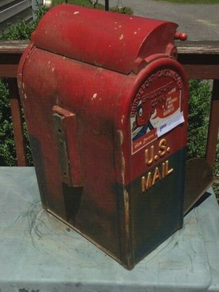 ANTIQUE 1949 CAST IRON U.  S.  POST OFFICE MAILBOX LETTER BOX Bridegport CT 3