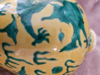 CHINESE WANLI MARK PERIOD AND PERIOD GREEN DRAGON VASE.  RARE 5 CLAW DRAGONS 10