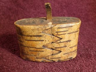 1800 - S Sami Lapland Antique Handmade Birch Bark Snuff Tobacco Box Scandinavia