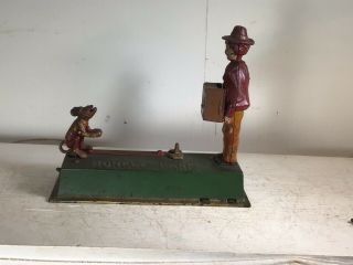Antique Cast Iron Hubley Mechanical Monkey Bank