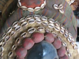 African Mask Dan Tribe Liberia Burnished Wood,  Cowrie Shells,  Bells,  Beads 9