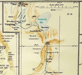 1922 Kingdon Ward - Western Yunnan - Large Color Map - Muli Dasi Monastery - 09