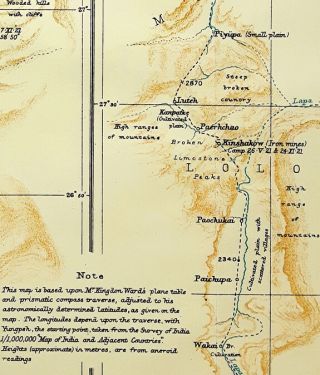 1922 Kingdon Ward - WESTERN YUNNAN - LARGE COLOR MAP - Muli Dasi Monastery - 09 3