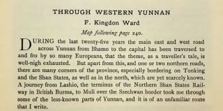 1922 Kingdon Ward - WESTERN YUNNAN - LARGE COLOR MAP - Muli Dasi Monastery - 09 8