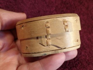 Very Small About 19 Century Antique Primitive Bended Wood Box Scandinavia