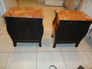 Vintage Rare Louis XV Style End Tables With Marble Tops (25 by 21 by 13 