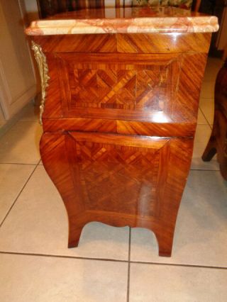 Vintage Rare Louis XV Style End Tables With Marble Tops (25 by 21 by 13 