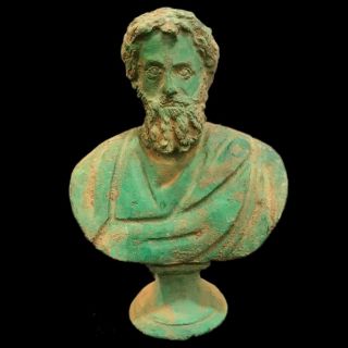 Roman Ancient Bronze Bust Statue - 200 - 400 Ad (1) Large 14.  5 Cm Tall