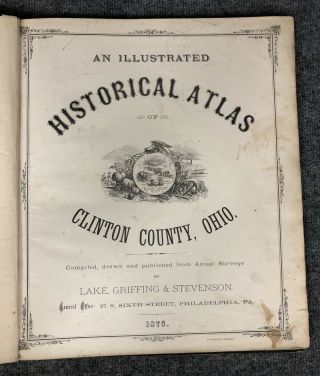 Antique 1876 Atlas Of Clinton County Ohio Lake Griffing & Stevenson 2