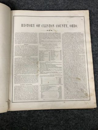 Antique 1876 Atlas Of Clinton County Ohio Lake Griffing & Stevenson 5