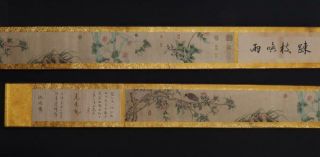 Fine Antique Chinese Hand - Painting Scroll Lin Chun Marked - Flower&bird
