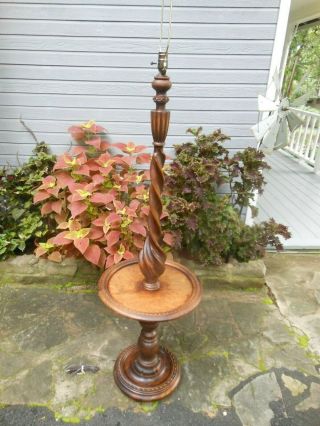 Unusual Pretty Oak Barley Twist Floor Lamp From France Rewired To USA Specs. 2
