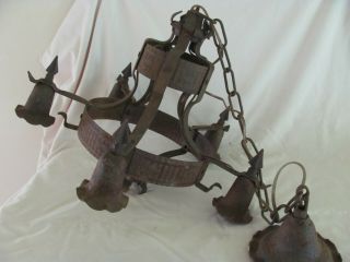 Antique Gothic Style Hanging 5 Light Fixture Chandelier Iron