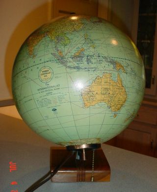 Rare 1949 Weber Costello 12 Inch Glass World Globe