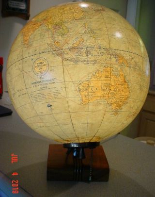 Rare 1949 Weber Costello 12 Inch Glass World Globe 2