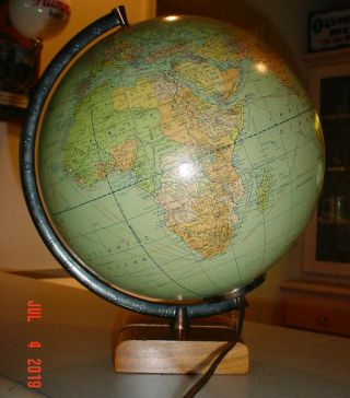 Rare 1949 Weber Costello 12 Inch Glass World Globe 3