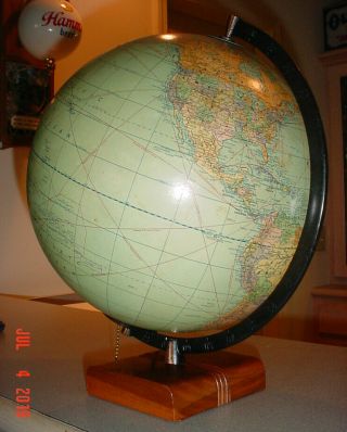 Rare 1949 Weber Costello 12 Inch Glass World Globe 5