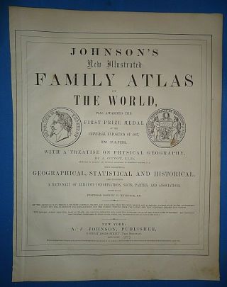 Vintage 1872 Johnson ' s Illustration WORLD ' S TALLEST MOUNTAINS & LONGEST RIVERS 3