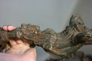 (2) Antique GOTHIC Figural NUDE GARGOYLE STATUE Old CATHEDRAL GLASS Wall SCONCES 12