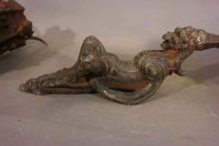 (2) Antique GOTHIC Figural NUDE GARGOYLE STATUE Old CATHEDRAL GLASS Wall SCONCES 5