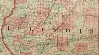 Antique Colored MAP OF ILLINOIS - Johnson ' s Family Atlas 1863 7