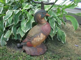 Rare - Antique - Cast Iron - Figural Mallard Wood Duck - Lawn Sprinkler