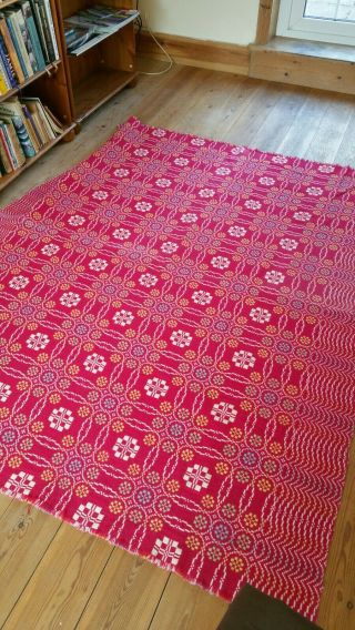 Large DERW Mill 1940 ' s / 1950 ' s Vintage Welsh Wool Double Tapestry Blanket 2