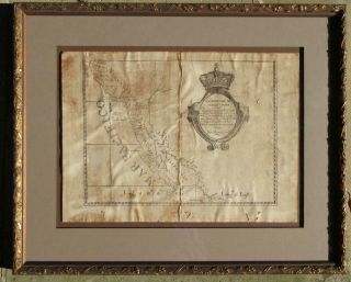 Antique 1787 California Missions Vellum Map Historical Atlas Art Serra Troncoso
